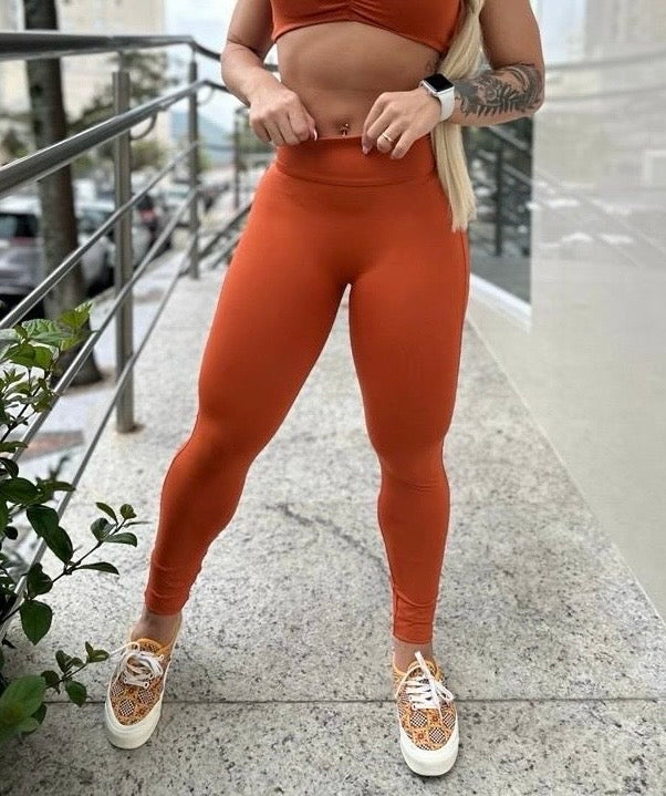Legging Only V Fire Terracotta Open Back | HIGH WAIST