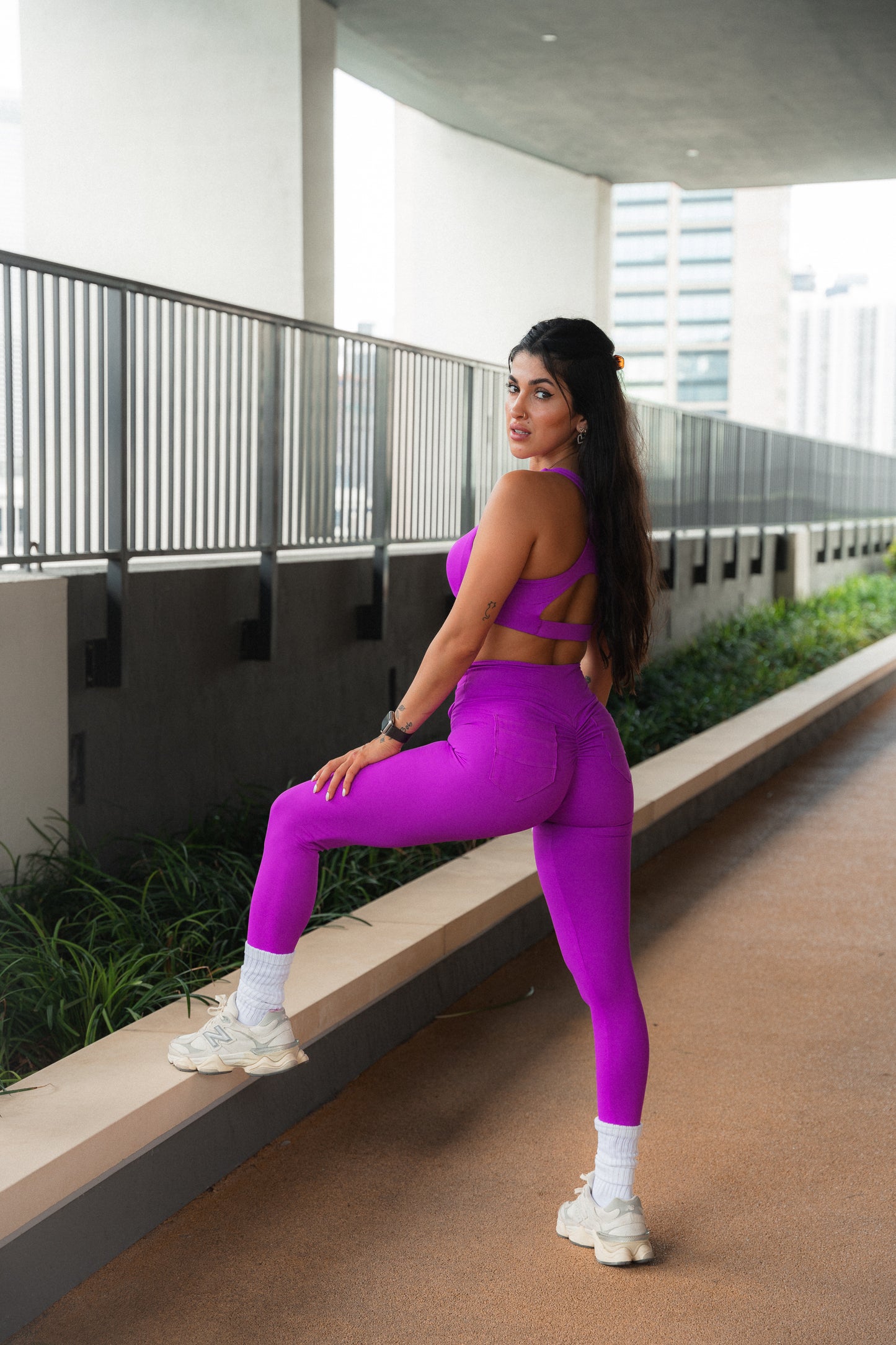 Aura New Set Top & Legging Purple