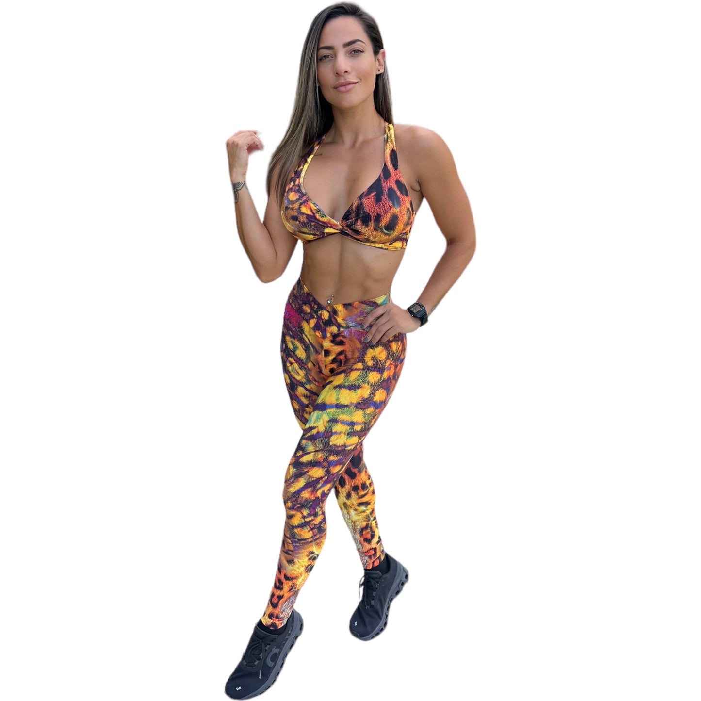 Legging Set Fire Print ScrunchButt