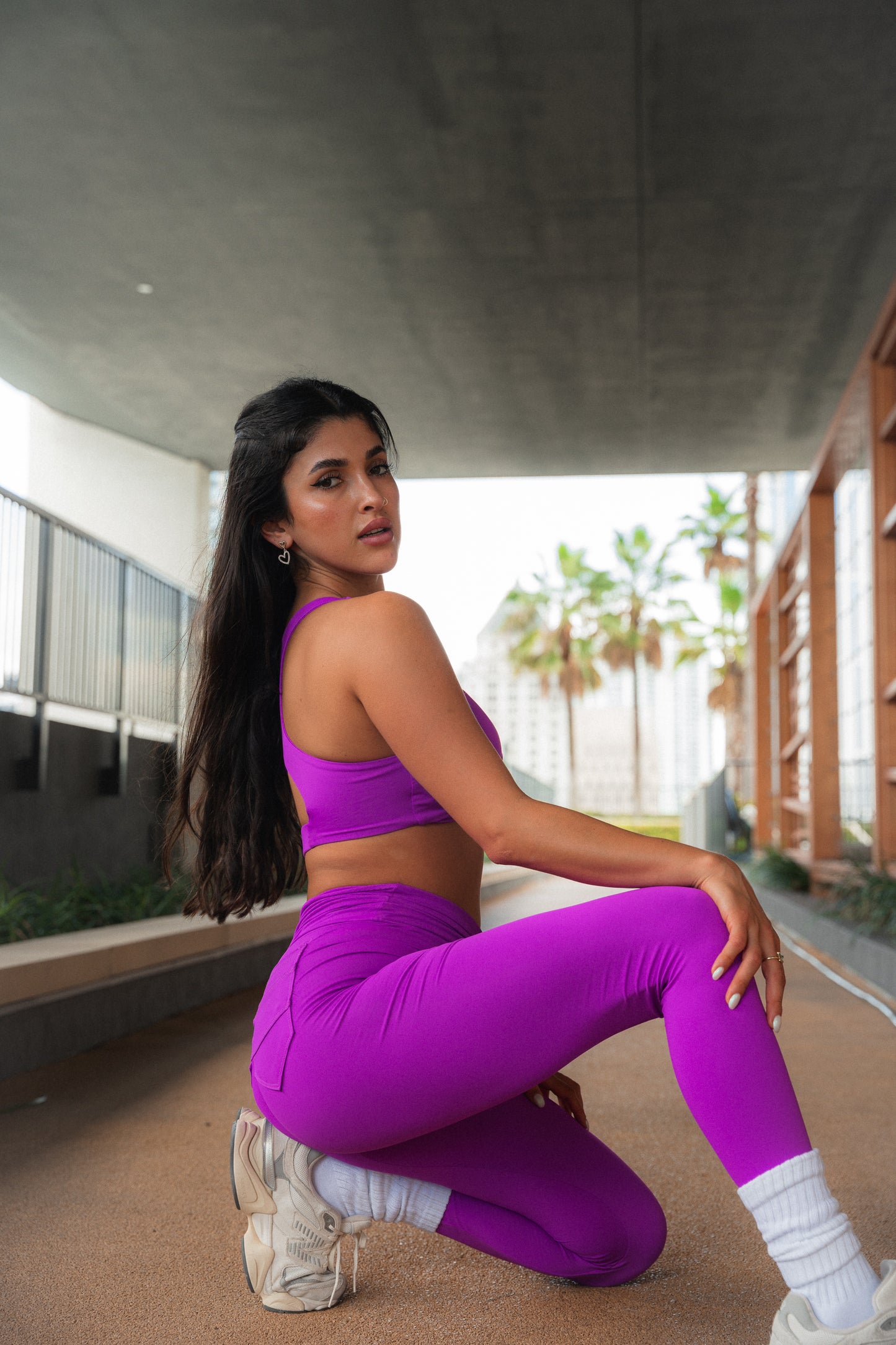 Aura New Set Top & Legging Purple