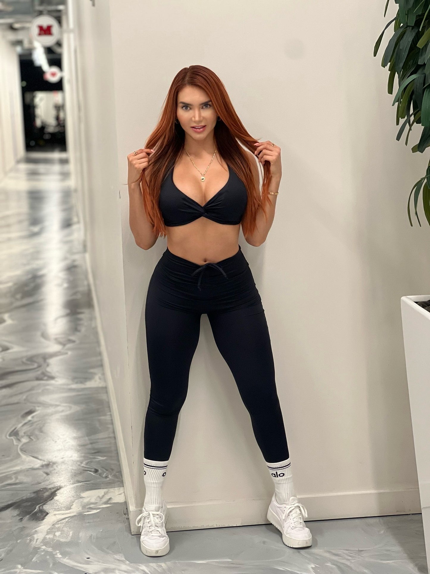 NEW Set Legging & Top Black ScrunchButt High Waist