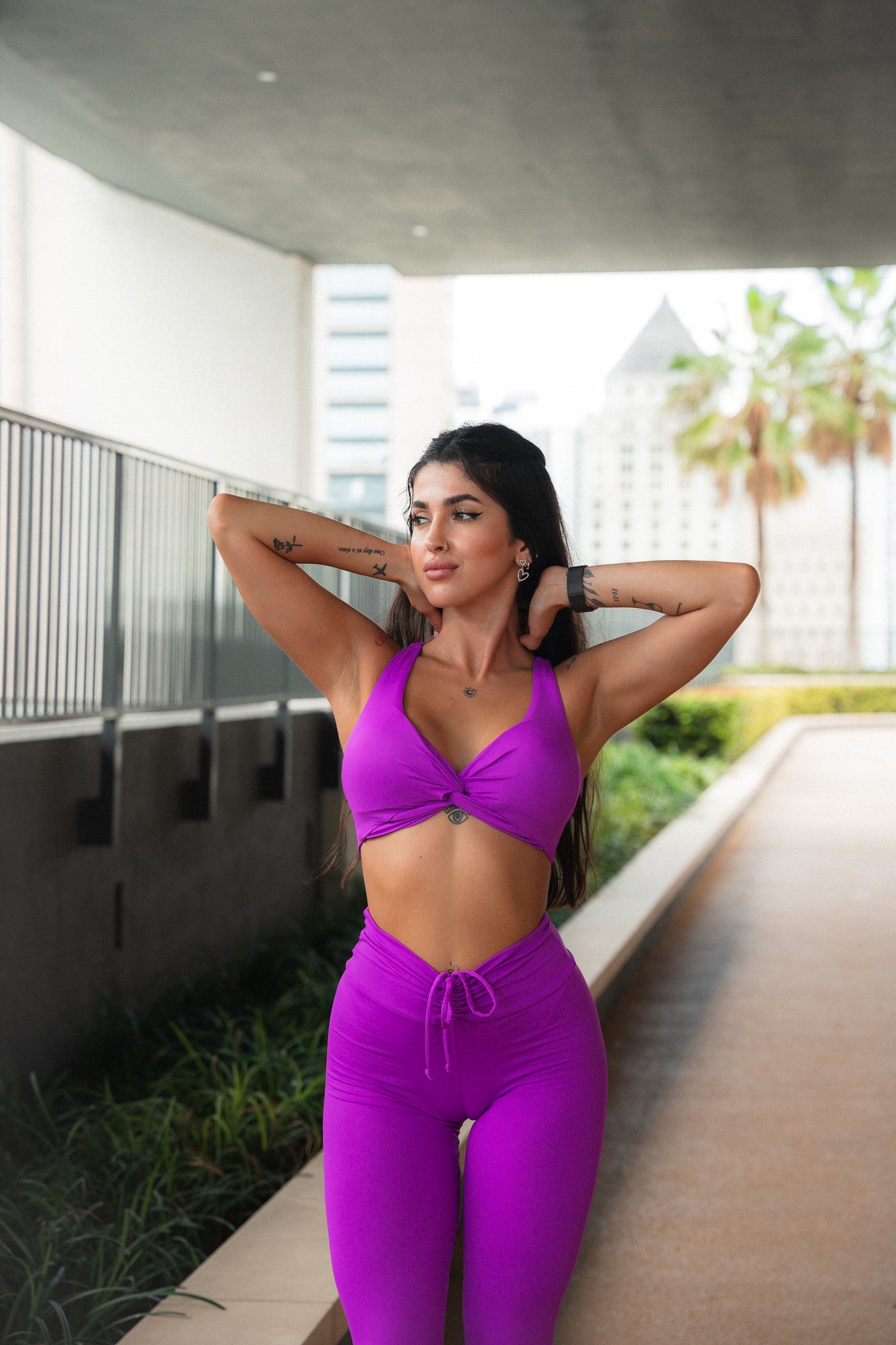 Aura New Set Top & Legging Purple