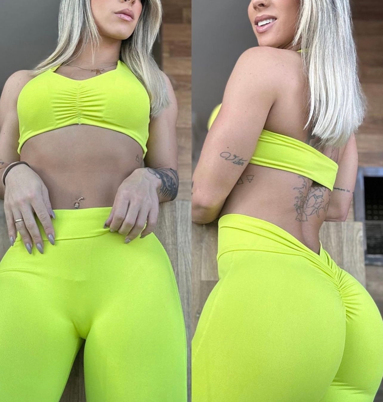 Legging Only V Fire Neon Lime | Open Back | HIGH WAIST NEW