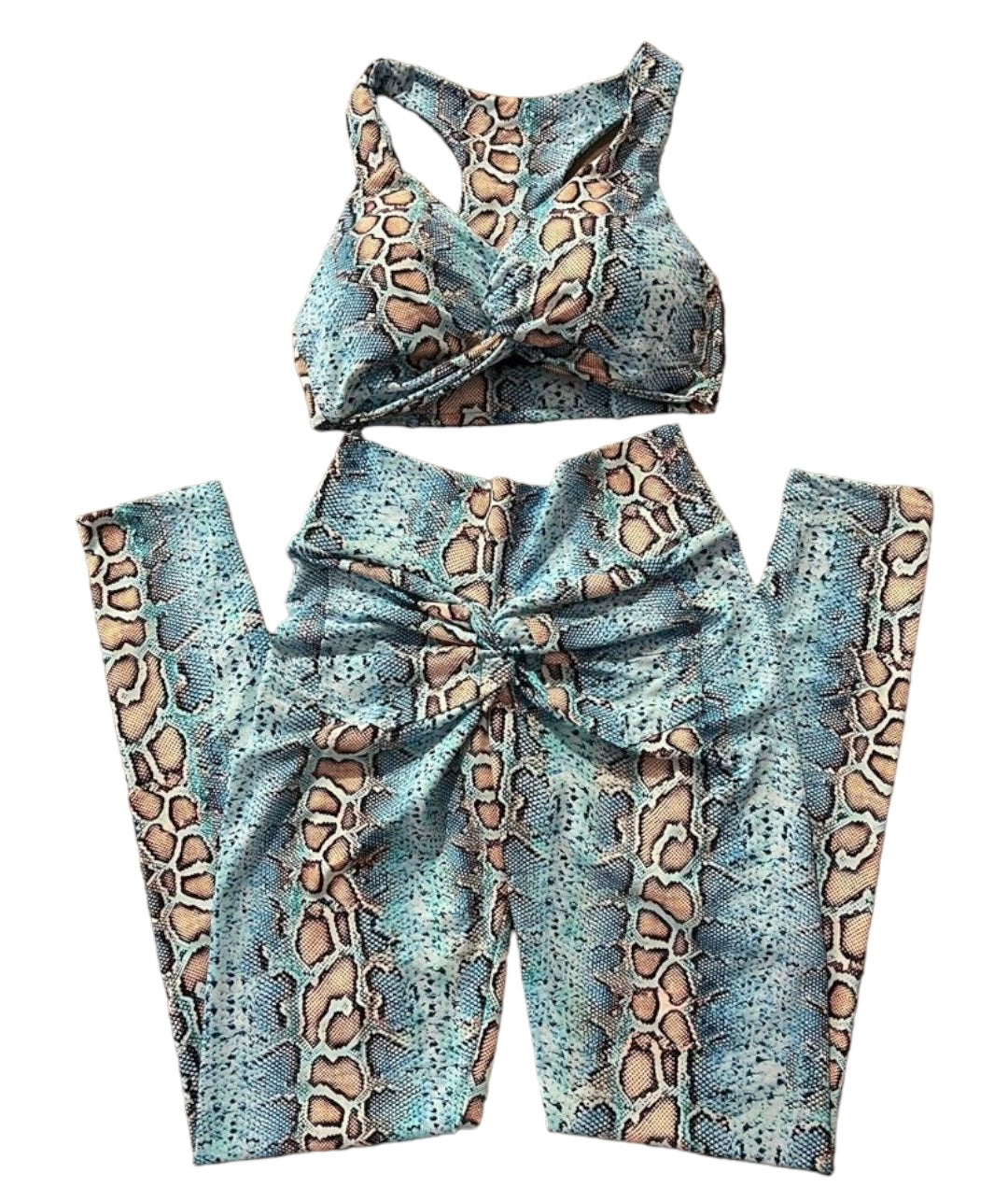 New Set Legging & Top Blue Snake Print ScrunchButt
