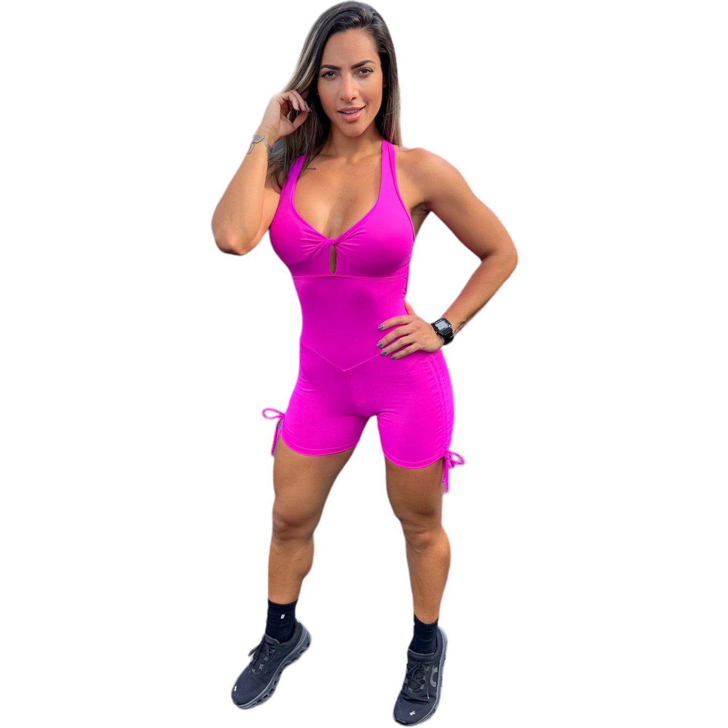 Short Fuchsia Romper ScrunchButt SUPER SALE