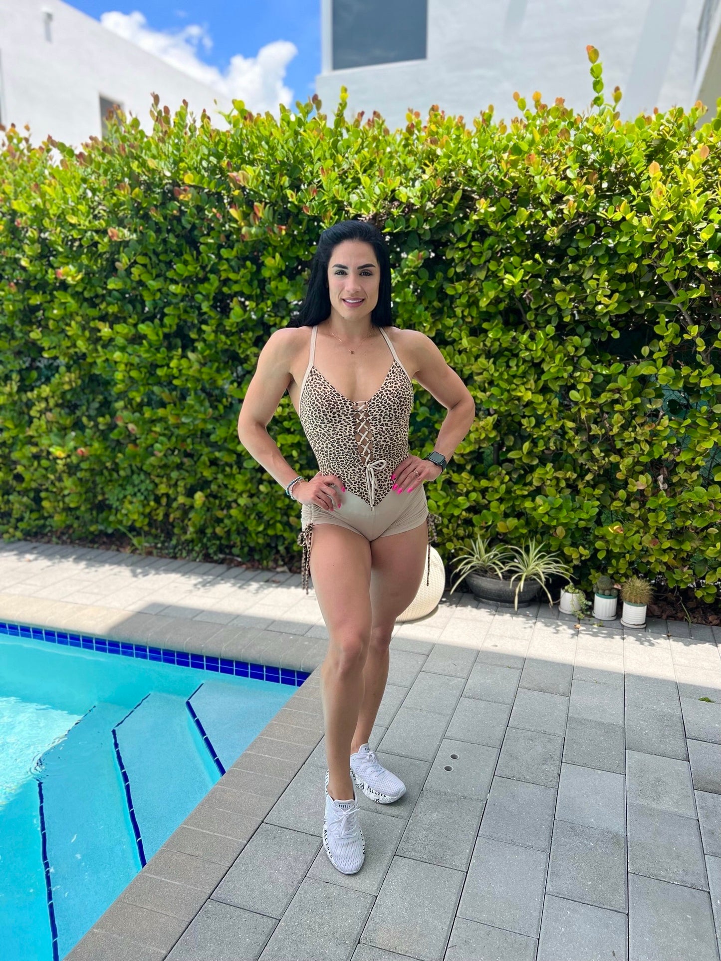 Short Nude Animal Print Romper ScrunchButt SUPER SALE