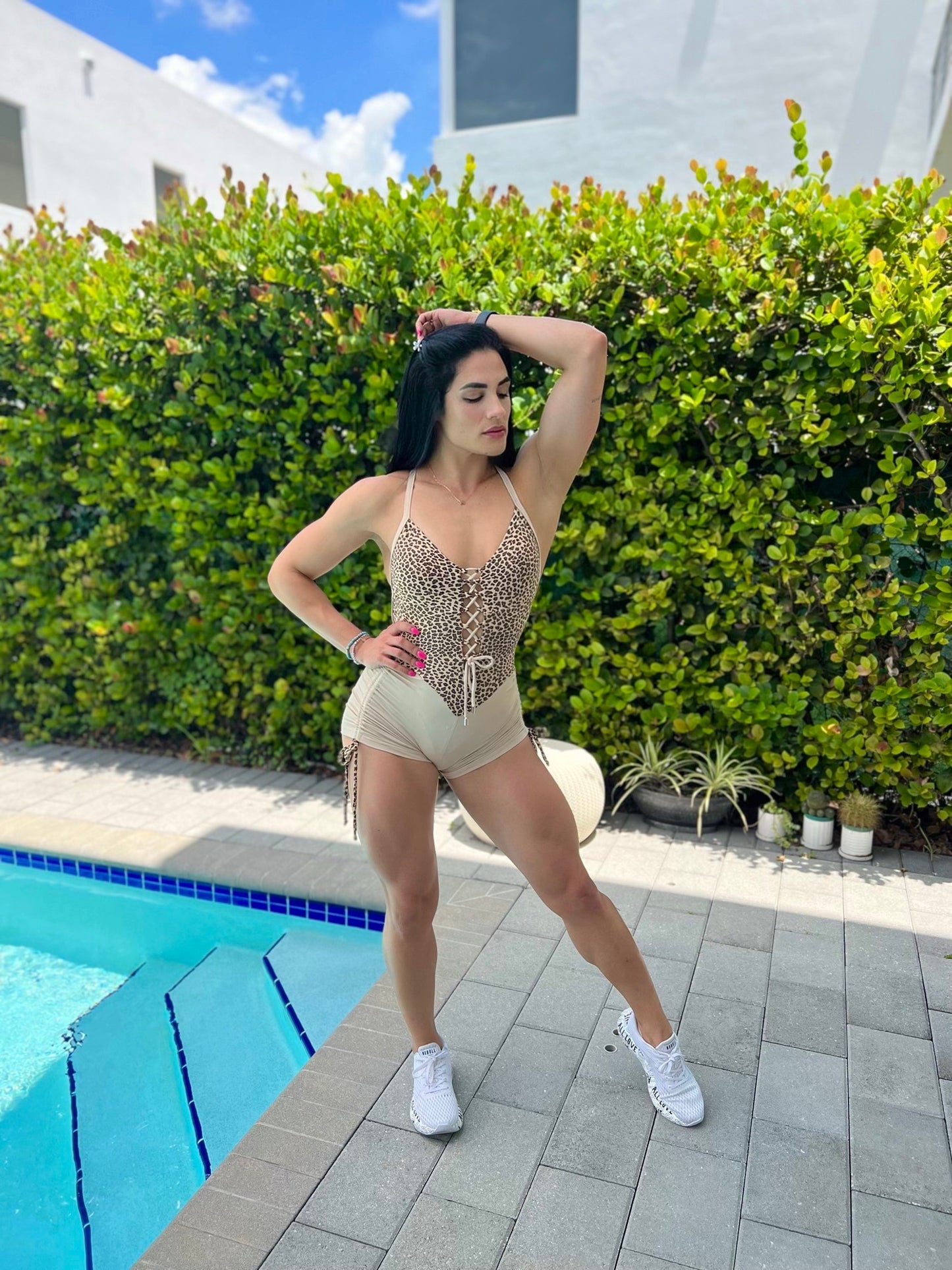 Short Nude Animal Print Romper ScrunchButt SUPER SALE