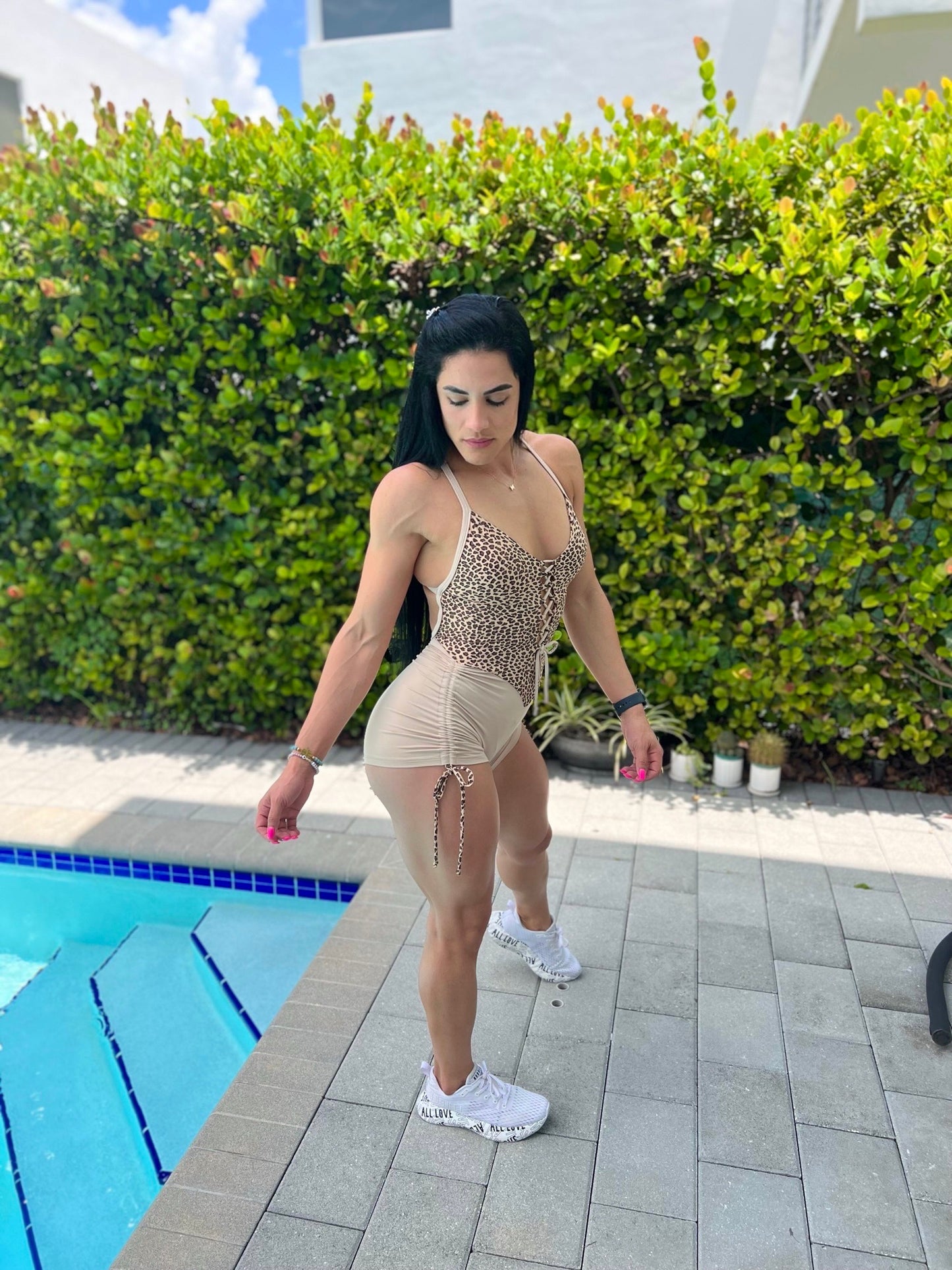 Short Nude Animal Print Romper ScrunchButt SUPER SALE